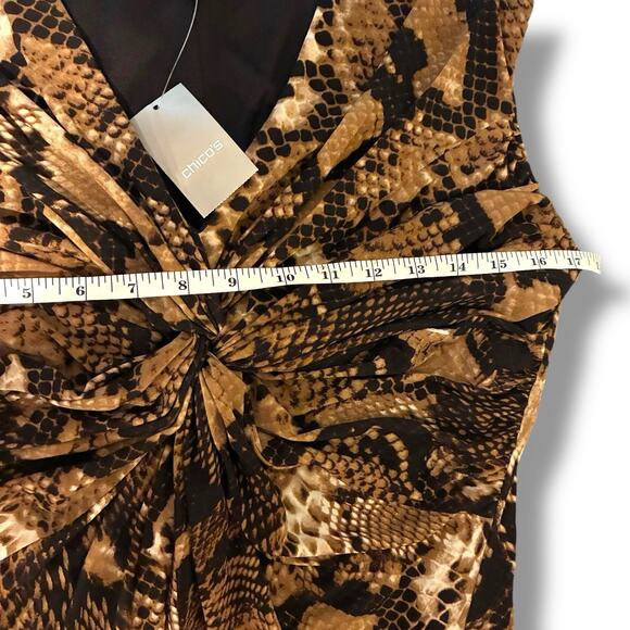 Chico's Dress NWT Size 1 (8/10) Liquid Knit Python Maida Maxi Lined Twist Front - Picture 6 of 7